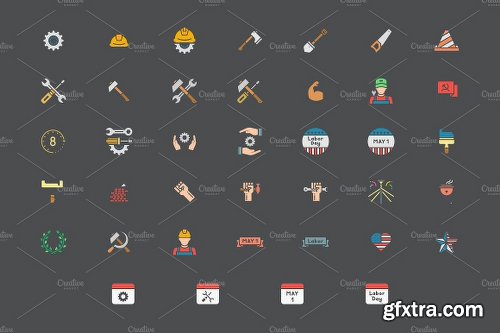 CreativeMarket Workers Day Icon Bundle 2540478