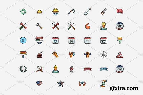 CreativeMarket Workers Day Icon Bundle 2540478