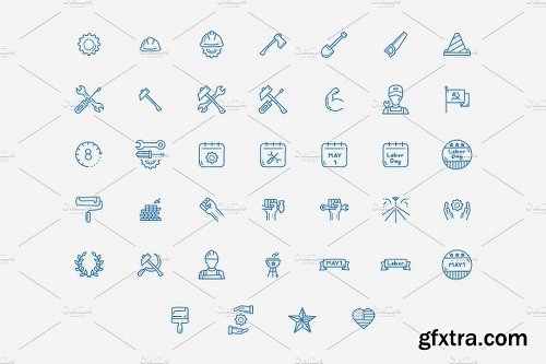 CreativeMarket Workers Day Icon Bundle 2540478