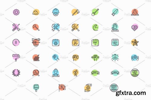 CreativeMarket Workers Day Icon Bundle 2540478