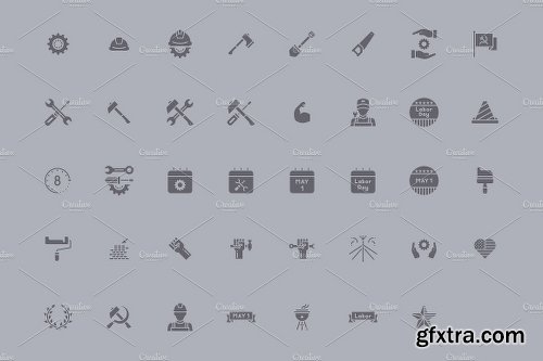 CreativeMarket Workers Day Icon Bundle 2540478