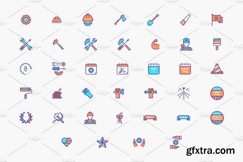 CreativeMarket Workers Day Icon Bundle 2540478