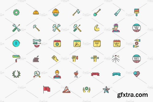 CreativeMarket Workers Day Icon Bundle 2540478