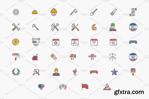 CreativeMarket Workers Day Icon Bundle 2540478