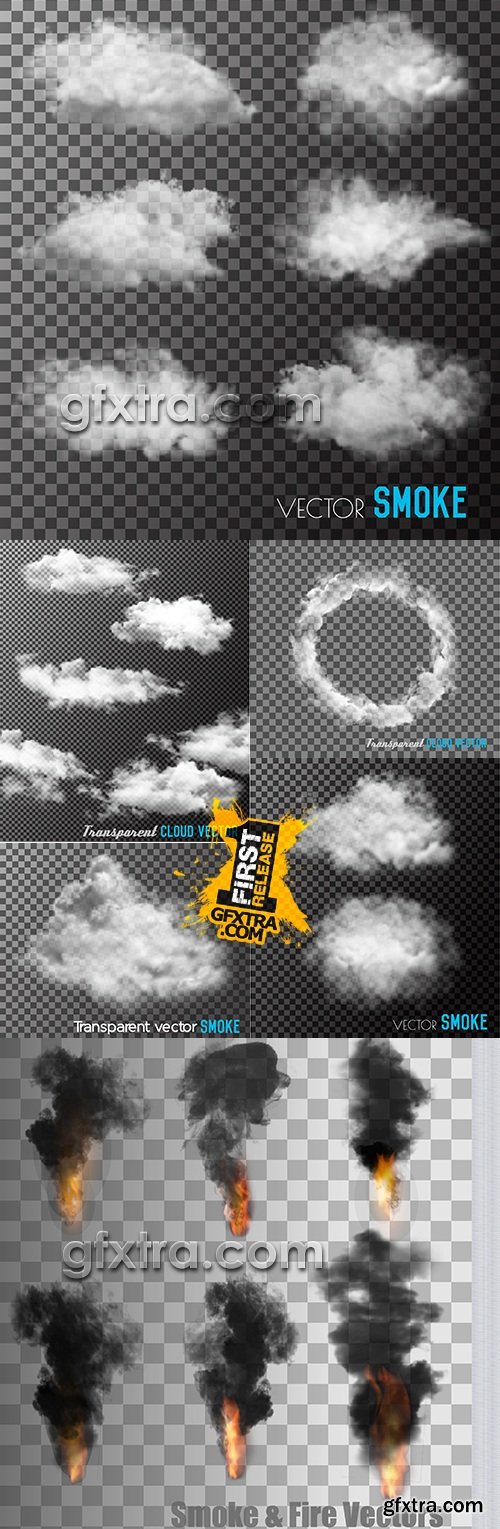 Clouds and smoke transparent background illustration vector