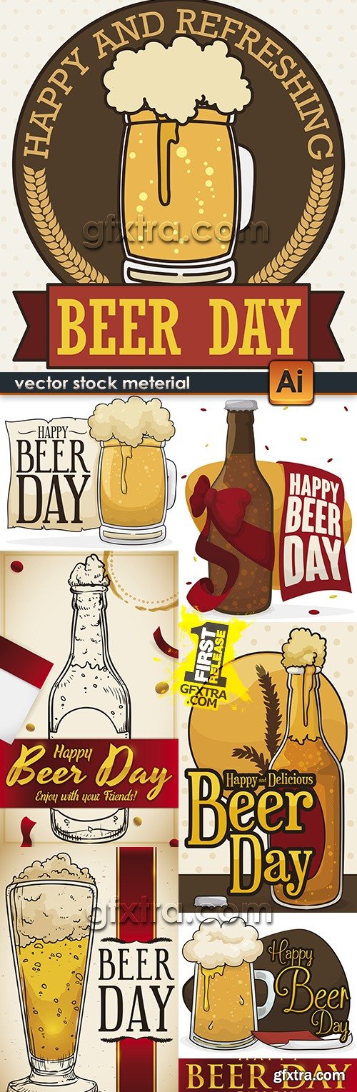 Beer foamy mug and bottle annual holiday