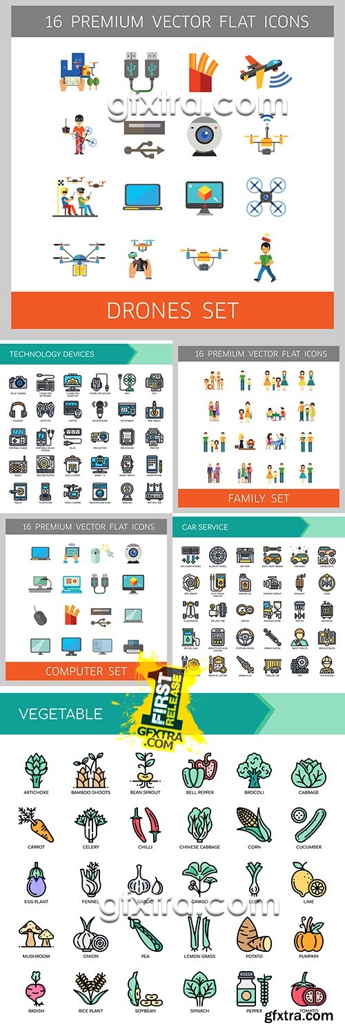 Big vector collection of icons flat style design