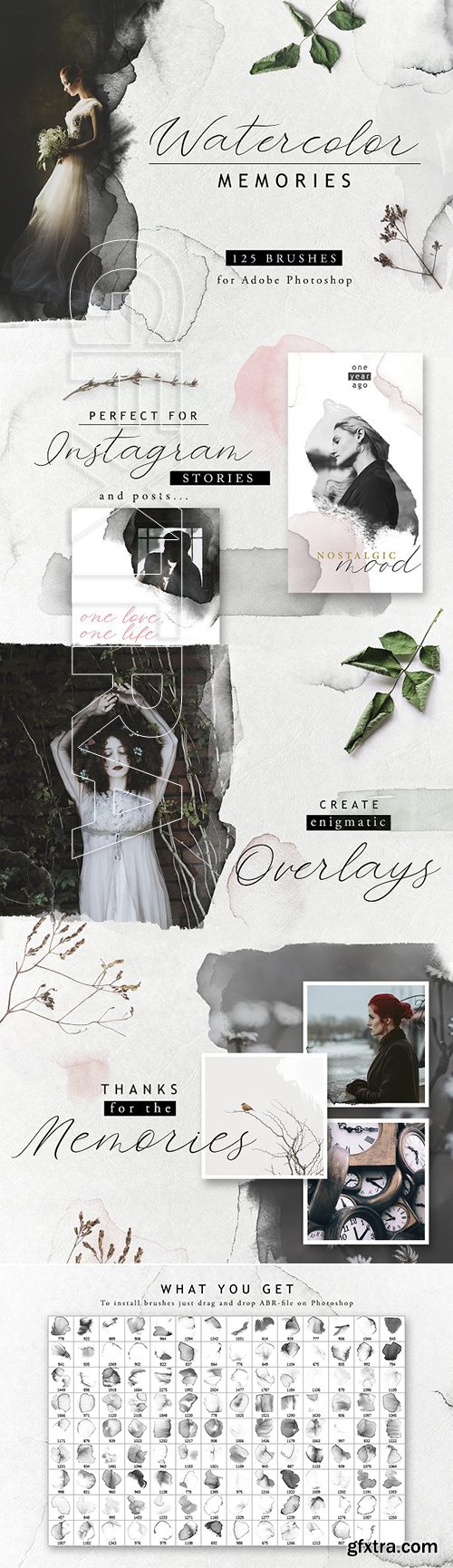 CreativeMarket - Watercolor memories - 125 PS brushes 2835503