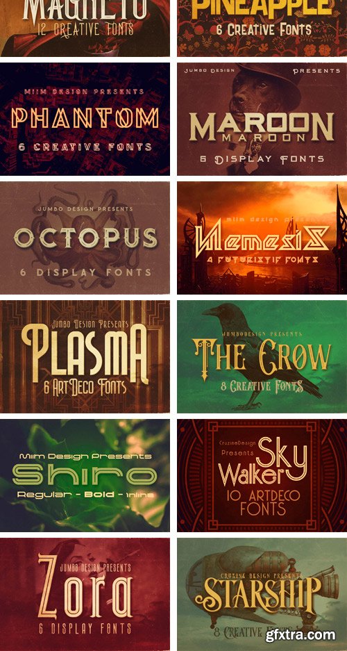 Grunge & Vintage Fonts Giga Bundle 2