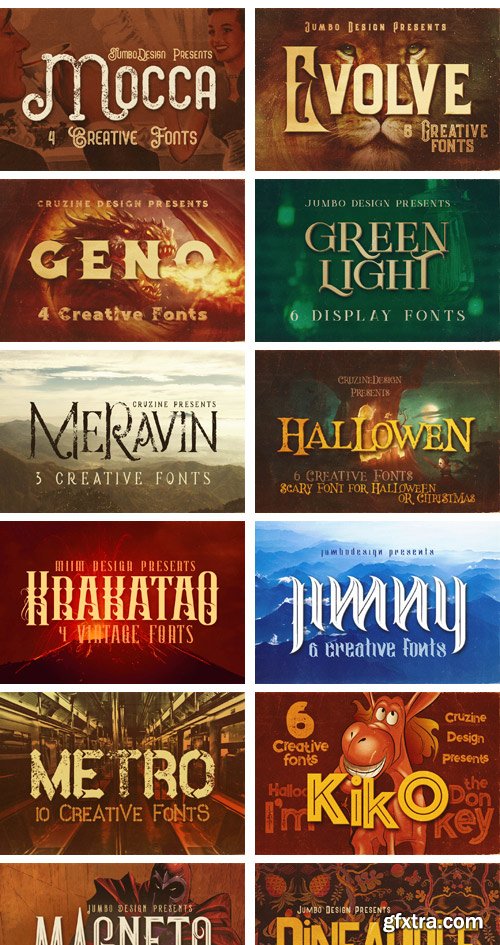 Grunge & Vintage Fonts Giga Bundle 2