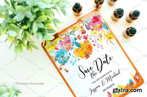 CreativeMarket Watercolor Summer Flowers Collection 2536576