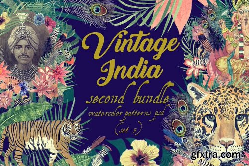 CreativeMarket Vintage India 2 Pattens Psd Set 3 2490343