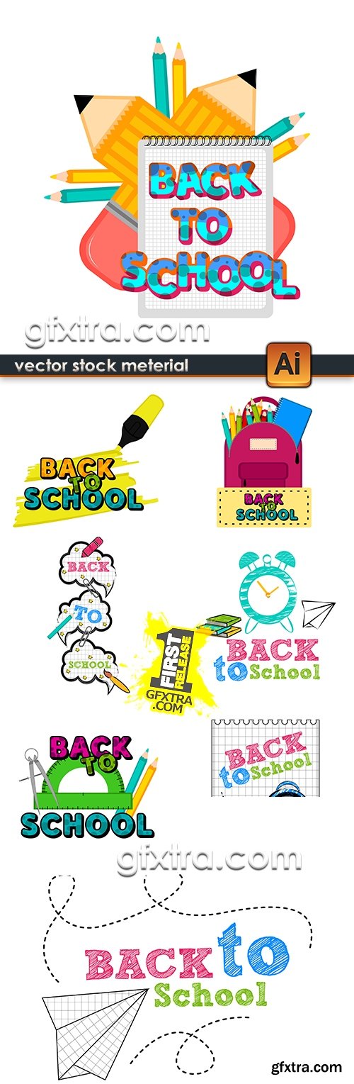 Back to school vector drawing collection illustrations 13