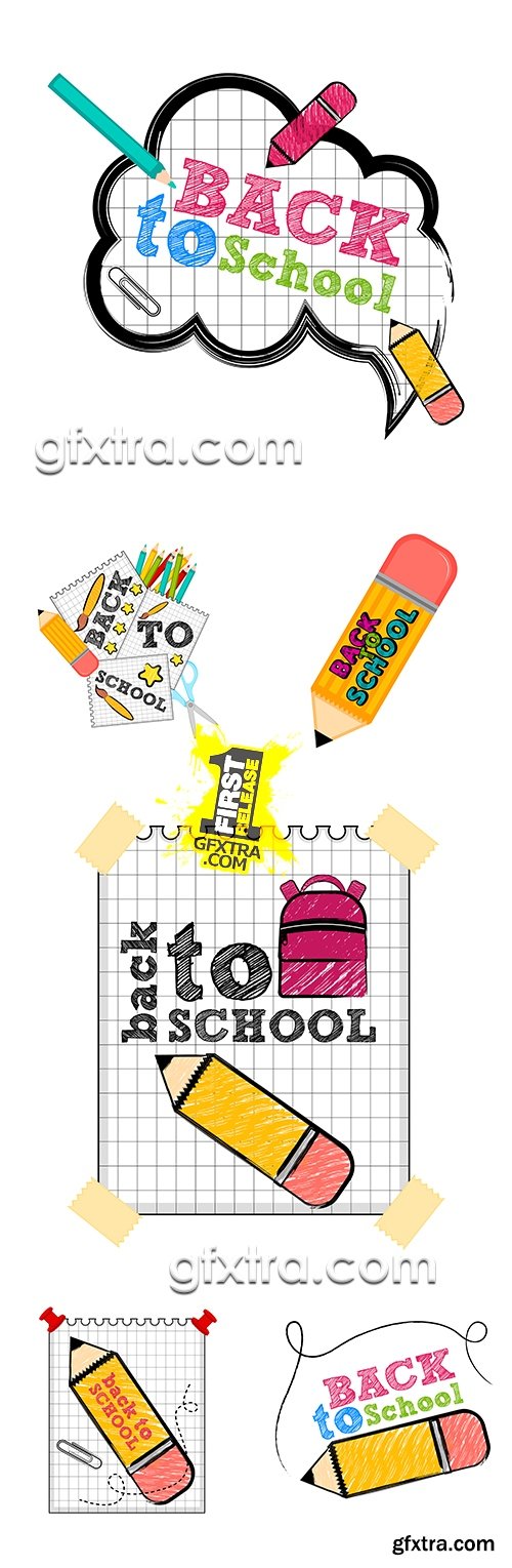 Back to school vector drawing collection illustrations 13