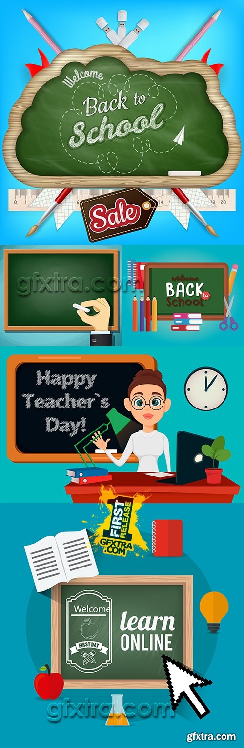 School blackboard vector collection illustrations