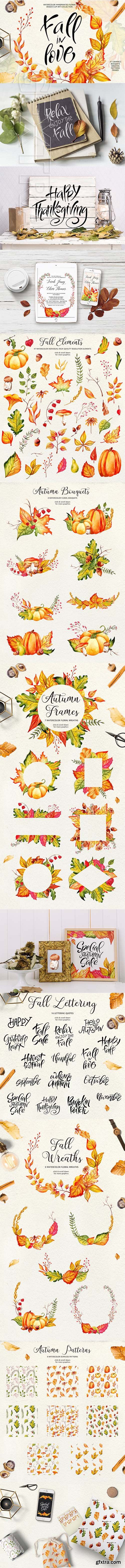 CreativeMarket - Fall in Love - Watercolor clipart 2839334