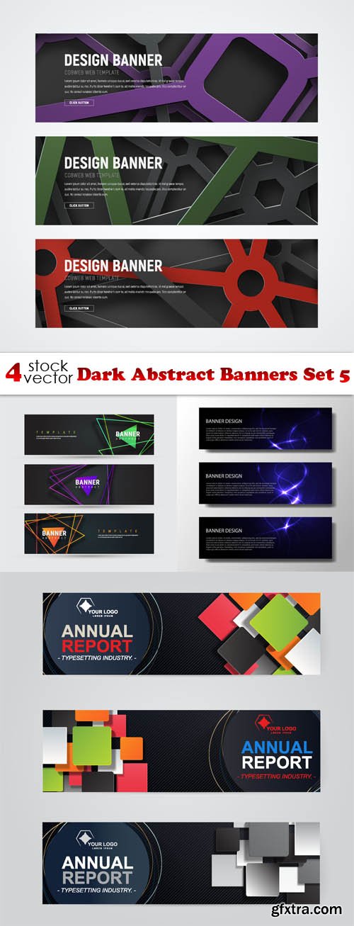 Vectors - Dark Abstract Banners Set 5