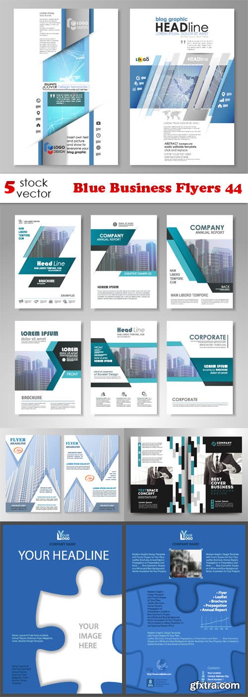 Vectors - Blue Business Flyers 44