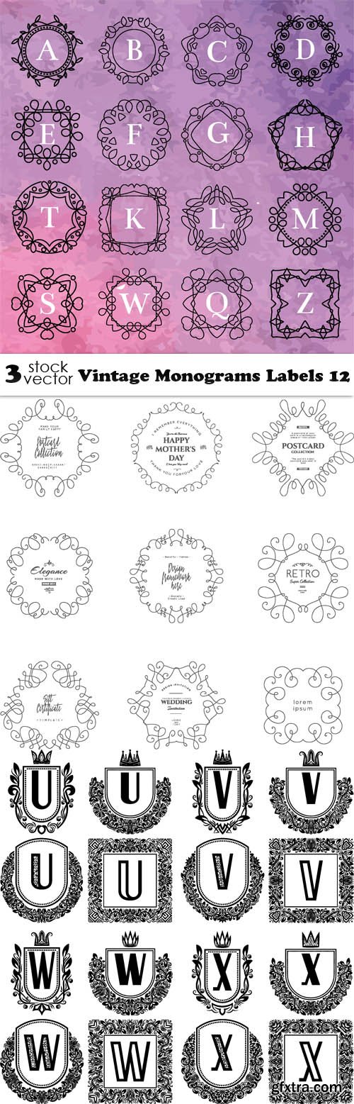 Vectors - Vintage Monograms Labels 12