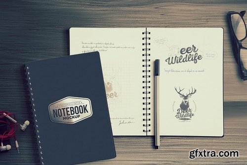 5 Notebook Mockups With Movable Elements