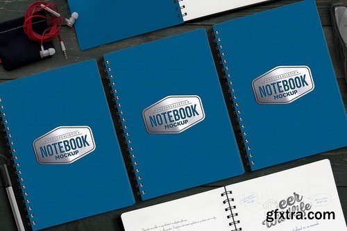 5 Notebook Mockups With Movable Elements