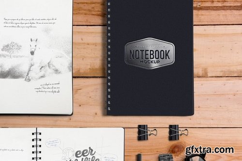 5 Notebook Mockups With Movable Elements