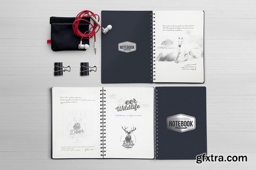 5 Notebook Mockups With Movable Elements