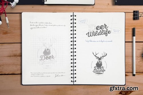 5 Notebook Mockups With Movable Elements