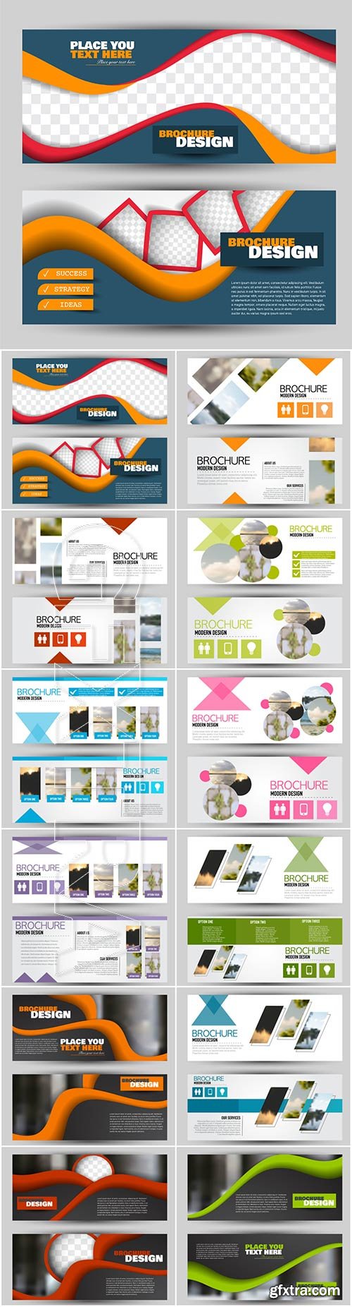 Set of banners for web and advertisement print out, vector horizontal flyer handout design # 6