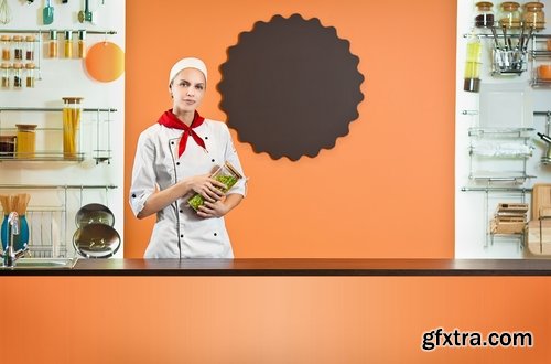 Girl woman chef cooking food in kitchen 25 HQ Jpeg