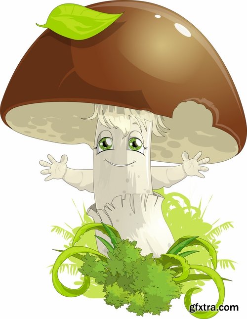 Mushrooms and fungi of different species breed class poisonous edible 25 EPS