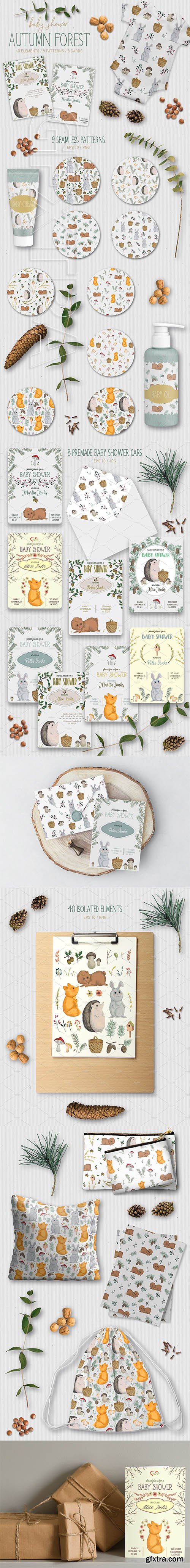 CreativeMarket - Baby shower autumn forest 2503405