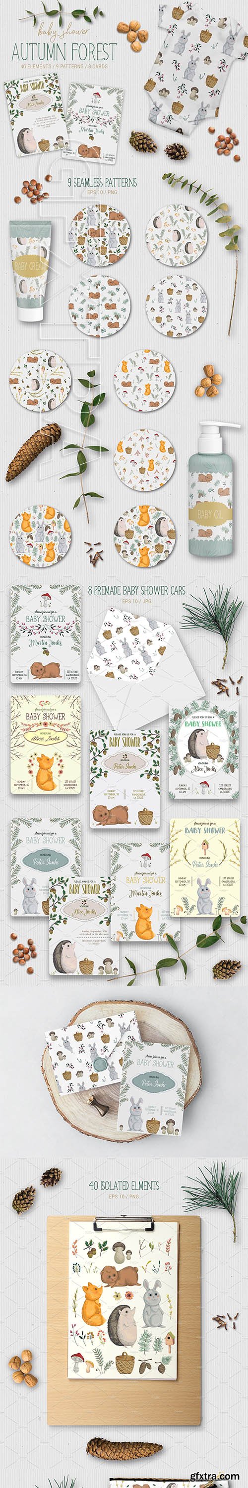 CreativeMarket - Baby shower autumn forest 2503405