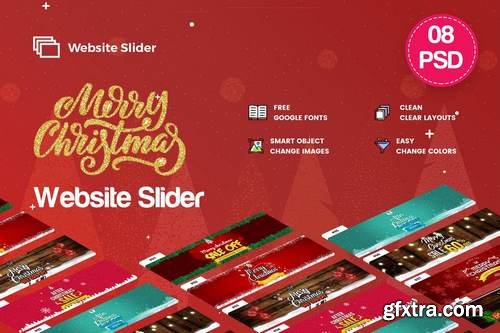 Merry Christmas Website Slider - 08 PSD