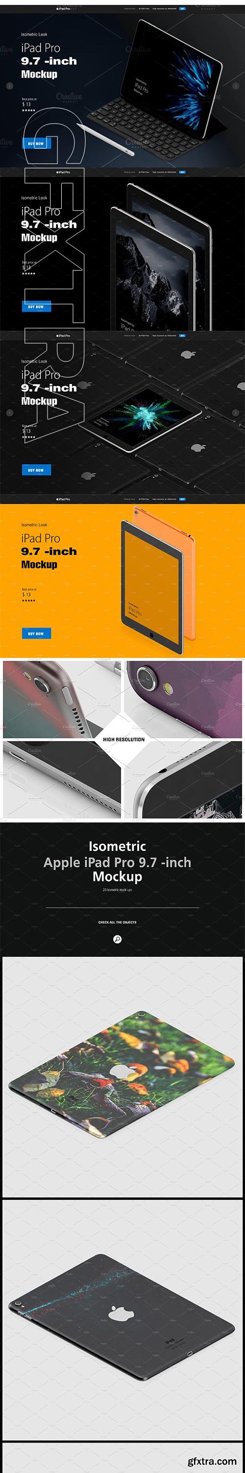 CreativeMarket - Isometric Apple iPad Pro 9,7 Mock-up 2326903