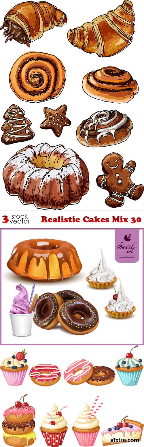Vectors - Realistic Cakes Mix 30