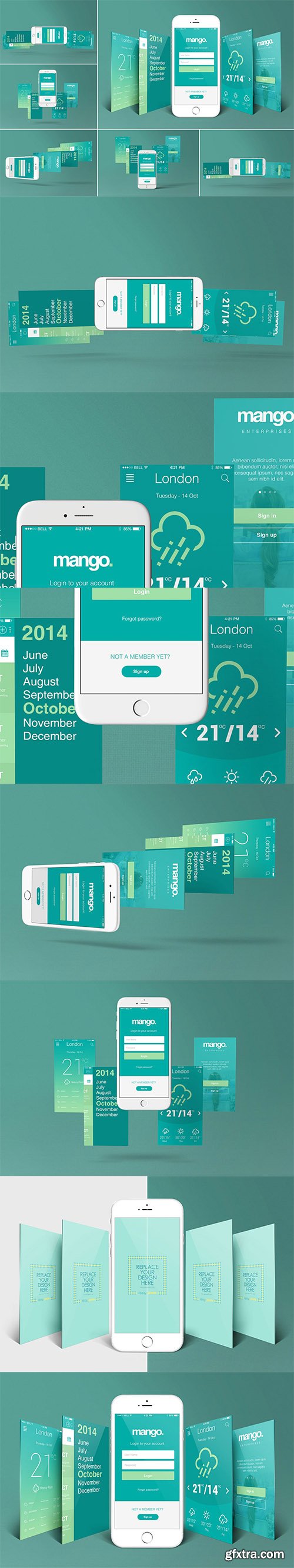 6 iPhone Perspective App Screen Mockups