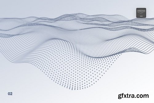 Digital Wavy Particles Photoshop Brushes