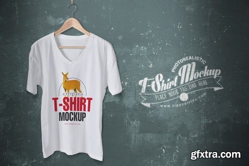 6 Trendy V-Neck T-Shirt Mockups