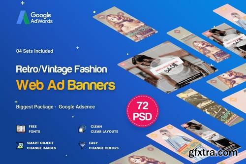 Multipurpose Retro/Vintage Banner Ads - 72 PSD