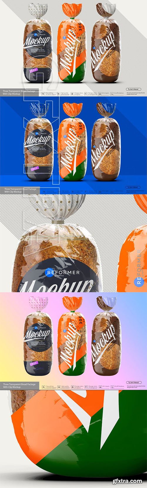 CreativeMarket - Three Transparent Bread Package 2850479