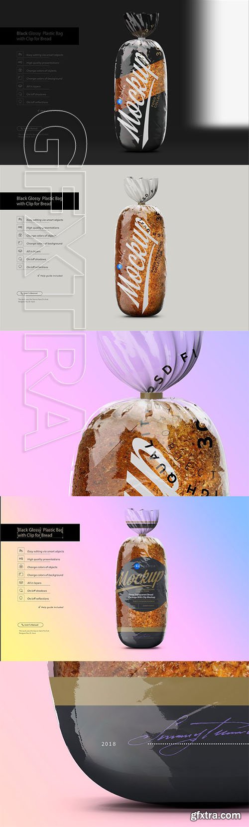 CreativeMarket - Black Glossy Plastic Bag for Bread 2851433