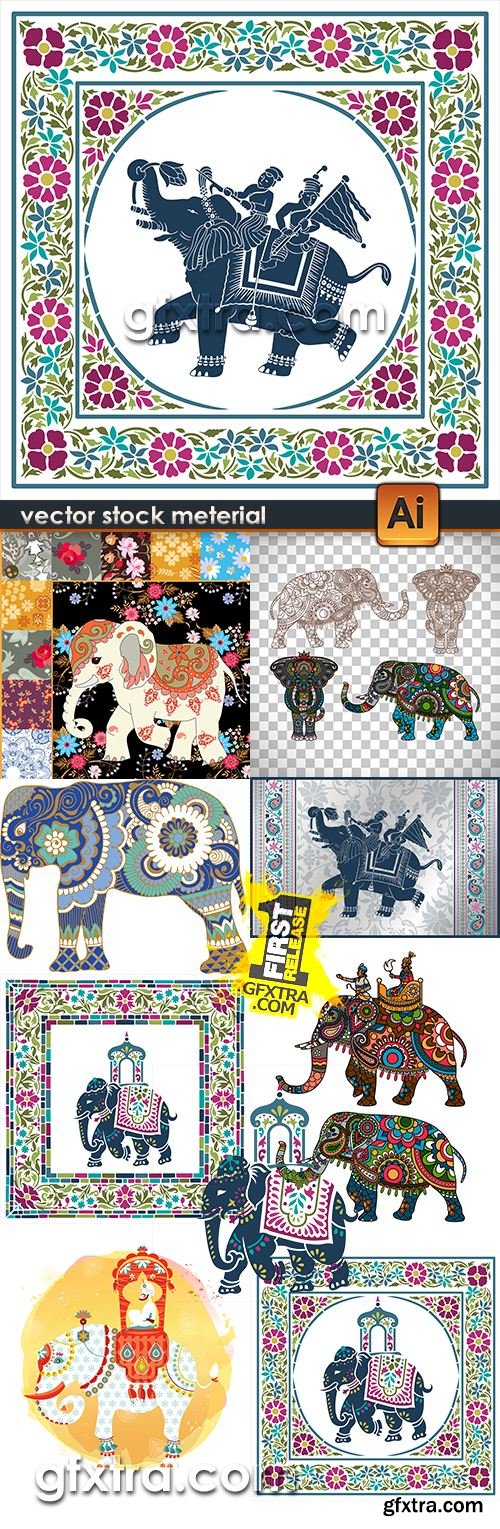 Indian elephant decorative pattern and ethnic design