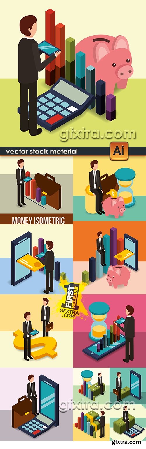 Business money marketing social internet isometric