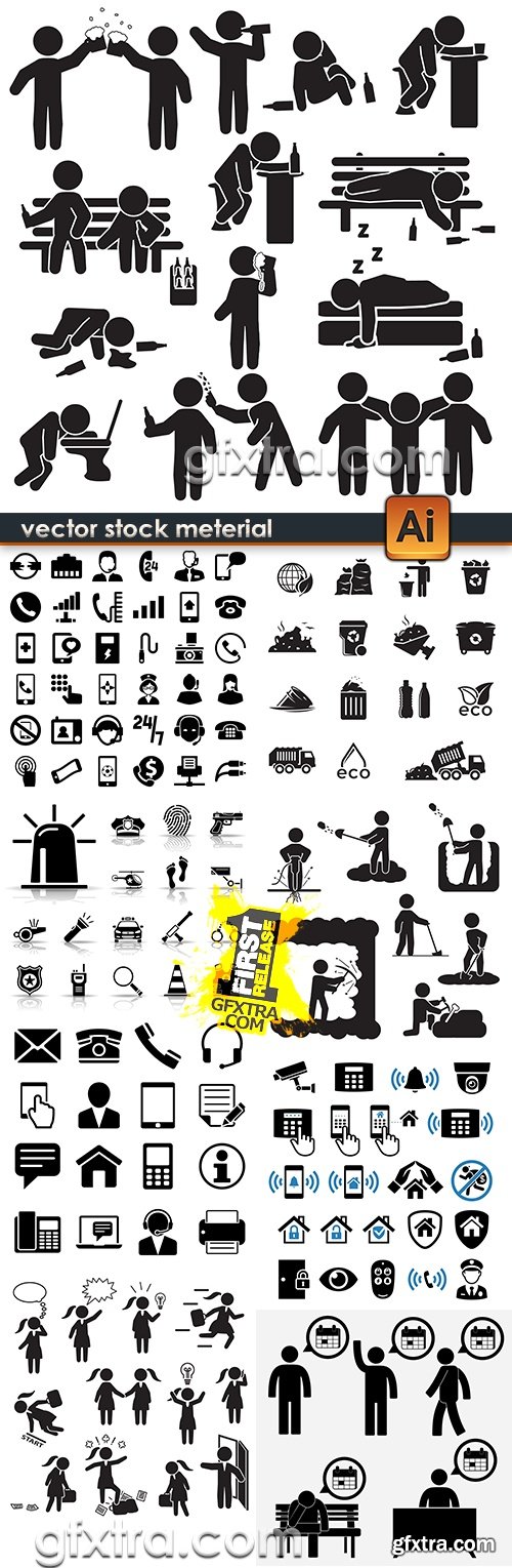 Set vector silhouettes and icons of indexes design