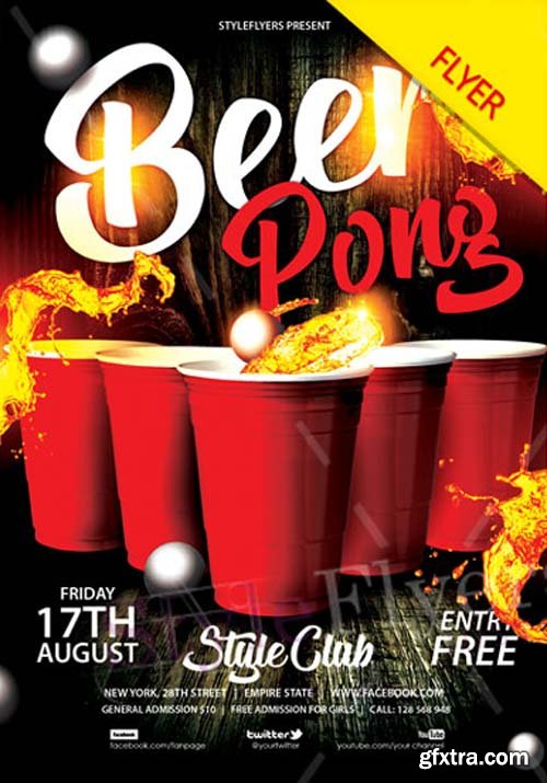 Beer Pong V1 2018 Flyer PSD Template