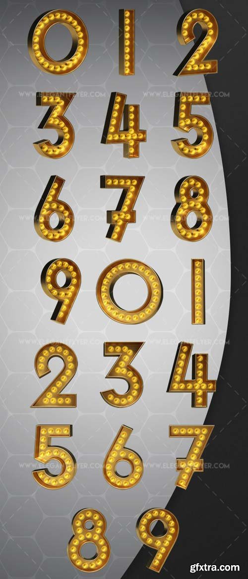 Light Bulb Numbers V1 2018 3d Render Templates