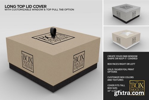 CreativeMarket Square Box Packaging Mockup Creator V1.71 1319398