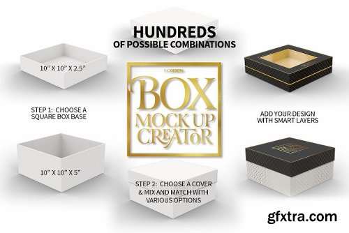 CreativeMarket Square Box Packaging Mockup Creator V1.71 1319398