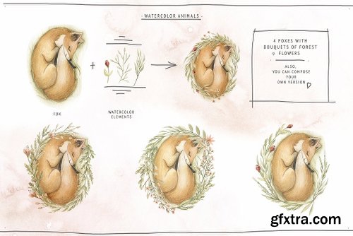 CreativeMarket Watercolor Forest Baby 2858958